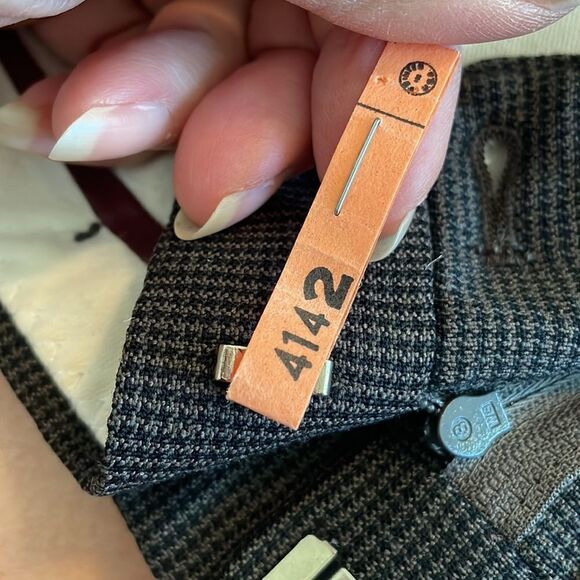 Vtg Burt Pulitzer black/gray small herringbone wool pleat front cuff hem… - Picture 8 of 8